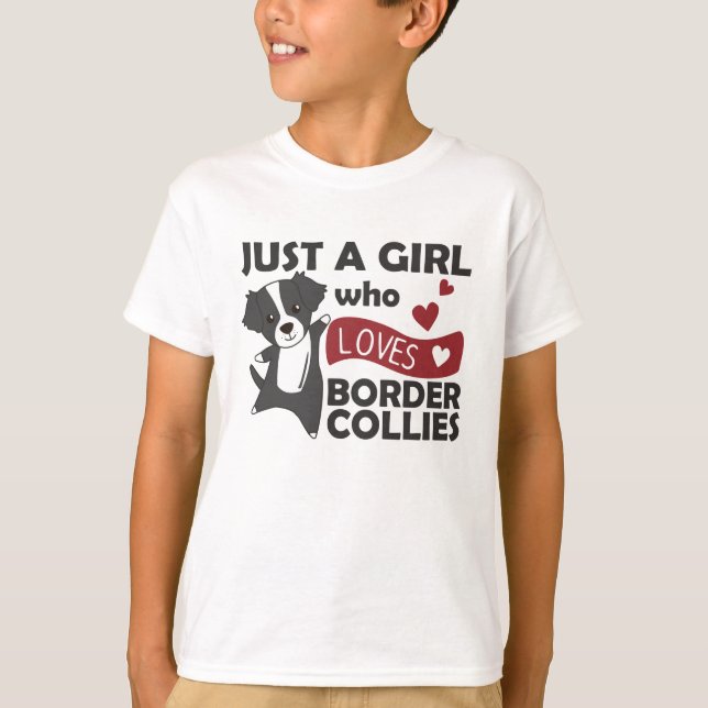 Camiseta Apenas Uma Rapariga Adora As Collies Da Fronteira (Frente)