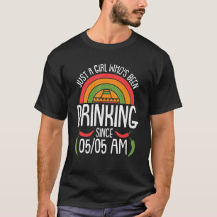 Camiseta Apenas Uma Rapariga Cinco De Mayo Bebendo Fiesta M