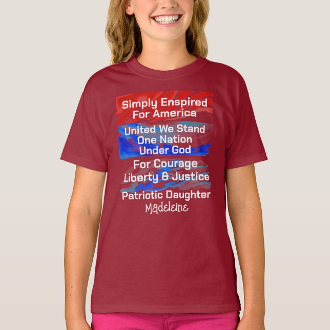 Camiseta Apenas UnidaStand OneNation Girl entusiasmada (Frente)