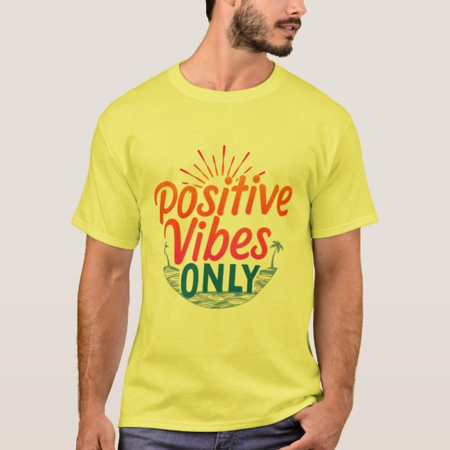 Camiseta Apenas Vibes Positivas - T-Shirt Unisex De Tendênc (Frente)