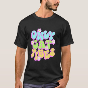 Camiseta Apenas Vibrações de Gato Pai de Gato Retro Groovy