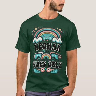 Camiseta Apenas Vibrações de Meghan Meninas Fofo Retro Nome