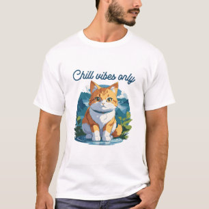 Camiseta Apenas Vibrações Relaxadas Arte de Cachorro Fofo