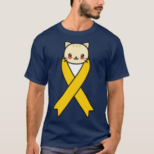 Camiseta Apêndice Sensibilização do Cancer Kawaii Cat Amber