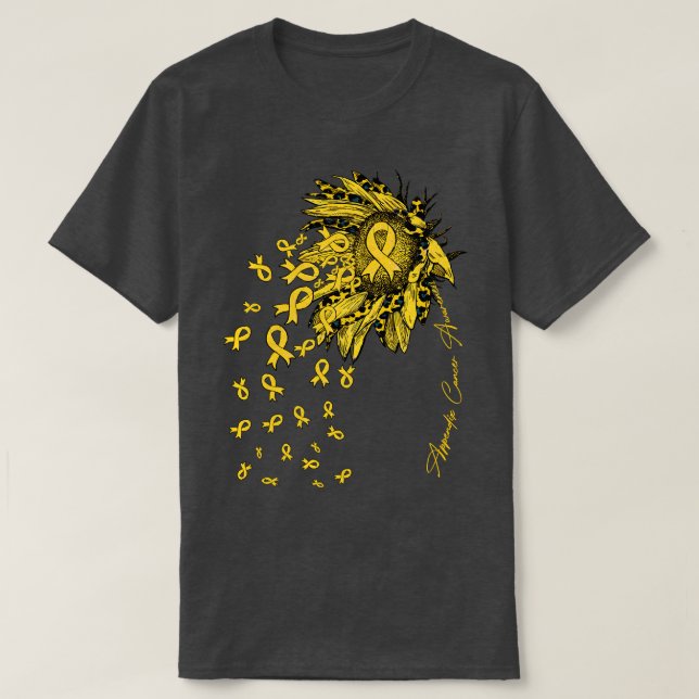 Camiseta Apêndice Sensibilização Flores de fita de girassol (Frente do Design)