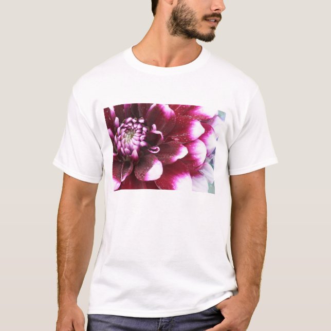 Camiseta Apertado em fotografias de flor de Dalhia com o (Frente)