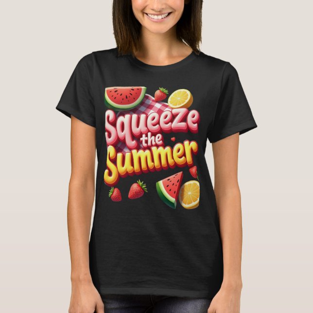 Camiseta Aperte o Verão - Camisa-T de mulheres divertidas e (Frente)