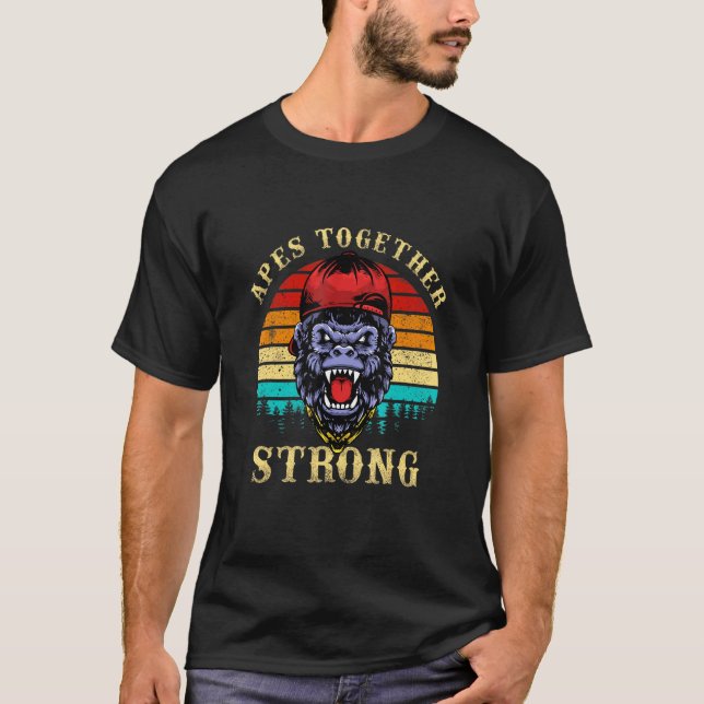 Camiseta Apes Strong Together Ape Retro Vintage Sunset (Frente)