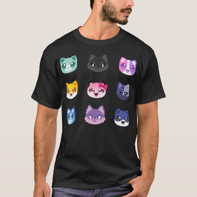 Camiseta Aphmau E Friends Meemeow Cat Patterno Versão 1 (Frente)
