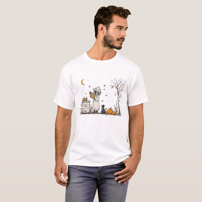 Camiseta Apiário Esqueleto Abelhas Halloween (Frente Completa)
