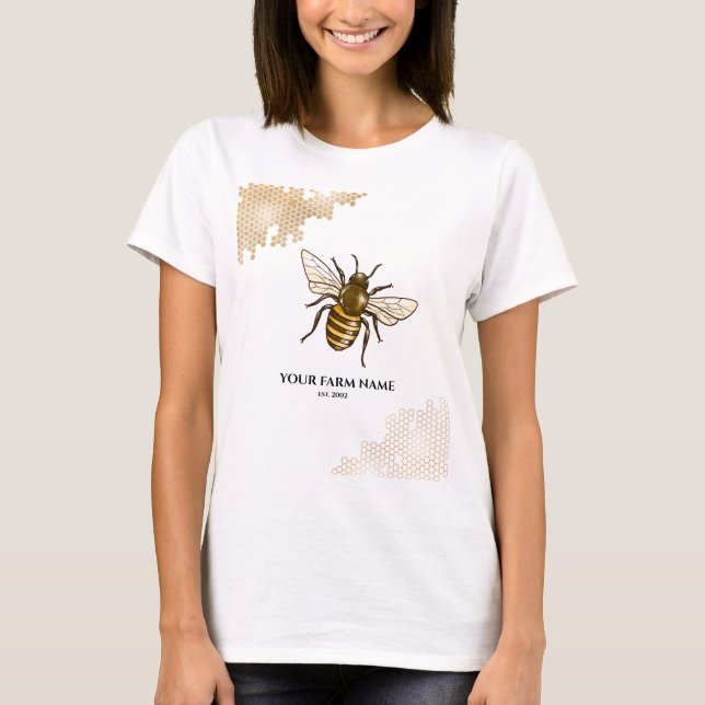 Camiseta Apiarista Apiarista das Abelhas de Honeycomb Bu (Frente)