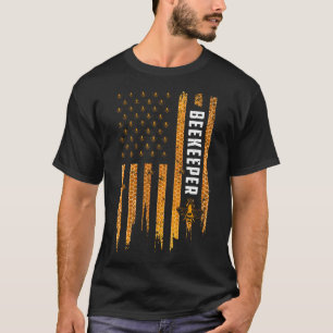 Camiseta Apicultura American Flag Honeycomb Honey Beek