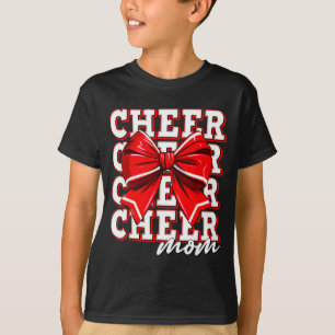 Camiseta Aplaudir Mãe Cheerleader Arco Maior Fã Equipe Verm