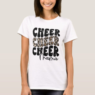 Camiseta Aplaudir Mamãe Leopardo Orgulhosa Mãe de Cheerlead