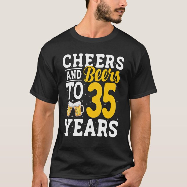 Camiseta Aplausos e cervejas até 35 anos antes do Bebendo 3 (Frente)