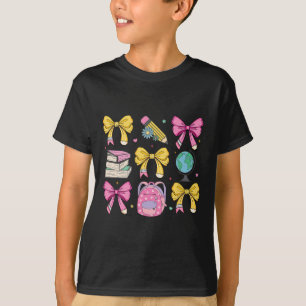 Camiseta Aplicativo de Lápis de Fitas de Laço Rosa Coquete