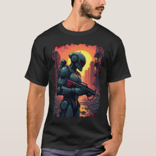 Camiseta Apocalipse Futurística Cyborg Wasteland Tee
