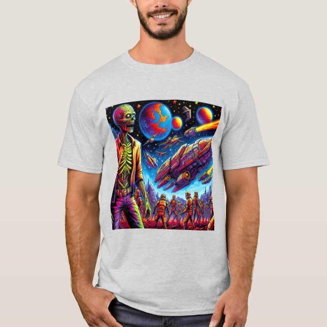 Camiseta Apocalipse Zombie do Espaço: (Frente)