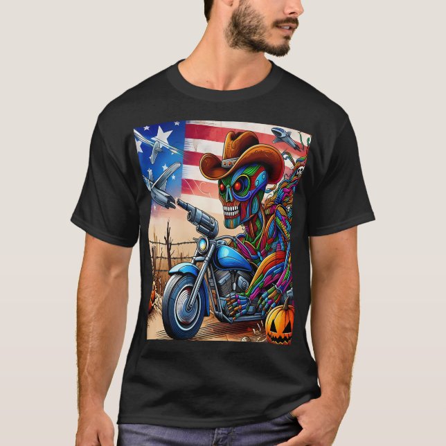 Camiseta Apocalyptic Rider on a Harley in the American Dese (Frente)
