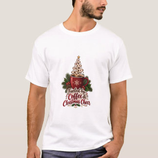 Camiseta Apoiado Pelo Café Natal Alegria Caneca Vermelha Ár