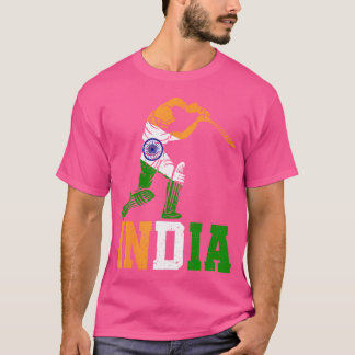Camiseta Apoiadores de Críquete da Bandeira da Índia Críque