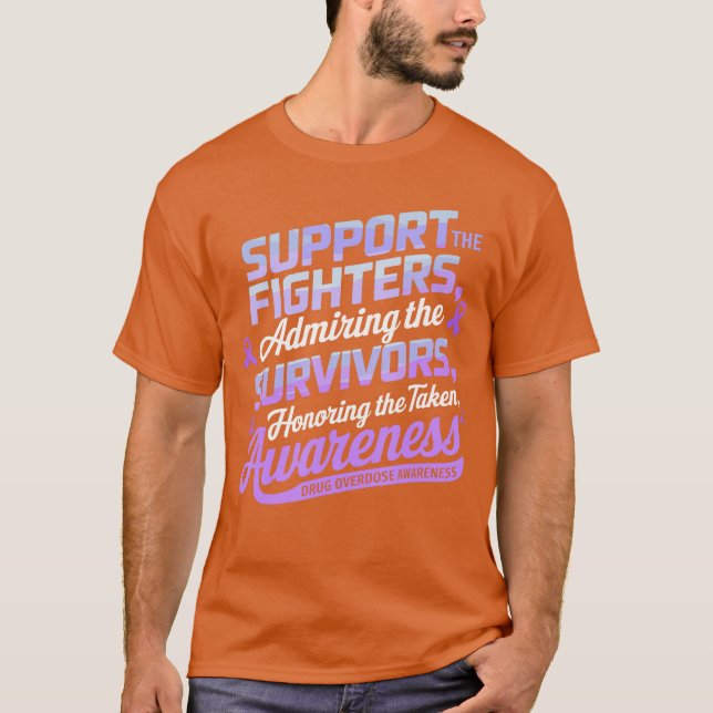 Camiseta Apoiadores Lutadores Honrando Sobredose de Droga T (Frente)