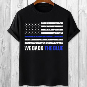 Camiseta Apoiamos a linha azul-fina da polícia