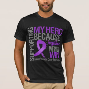 Camiseta Apoiando meu herói - consciência do câncer de