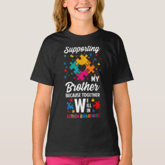 Camiseta Apoiando Meu Irmão Juntos Ganharemos Autismo