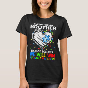 Camiseta Apoiando Meu Irmão Juntos Vamos Vencer o Autismo