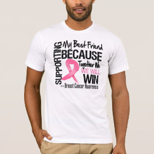 Camiseta Apoiando meu melhor amigo - cancro da mama