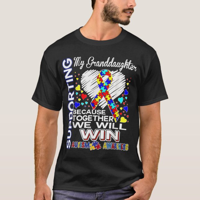 Camiseta Apoiando Minha neta Autismo Consciência (Frente)