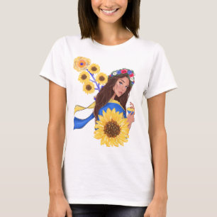Camiseta Apoiar a mulher do cabelo castanho ucraniana com g