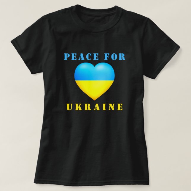 Camiseta Apoiar a Ucrânia T-Shirt Peace Ucraniana Flag Hear (Frente do Design)