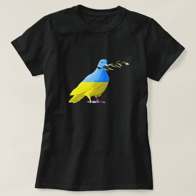 Camiseta Apoiar a Ucrânia T-Shirt Ucraniana Peace Dove (Frente do Design)