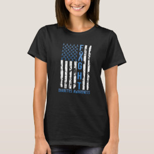 Camiseta Apoiar Luta Bandeira EUA Tipo 2 Diabetes Tipo 1 Co