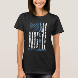 Camiseta Apoiar Luta Bandeira EUA Tipo 2 Diabetes Tipo 1 Co