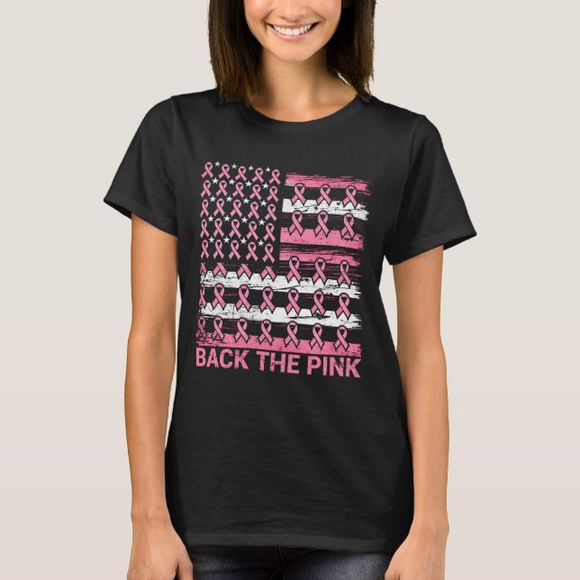 Camiseta apoiar o cancer rosa Sensibilização dos EUA (Frente)
