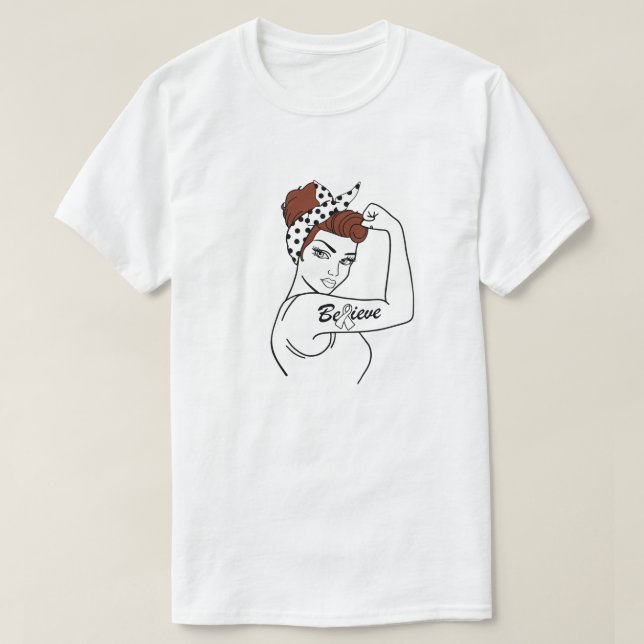 Camiseta Apoiar o guerreiro da consciência do Cancer pulmon (Frente do Design)