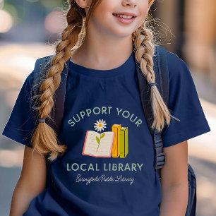 Camiseta Apoie a sua Biblioteca Local Personalizada