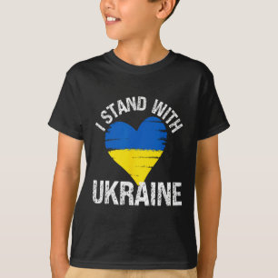 Camiseta Apoie a Ucrânia Coração Bandeira Ficar Com a Ucrân