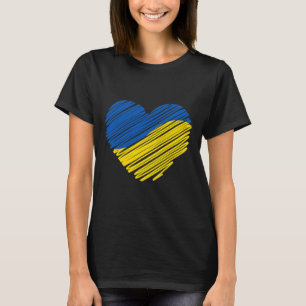 Camiseta Apoie a Ucrânia Coração Bandeira Ucraniana