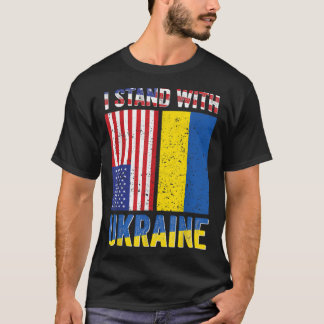 Camiseta Apoie a Ucrânia Eu Estou Com a Bandeira da Ucrânia