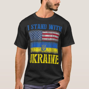 Camiseta Apoie a Ucrânia Eu Estou Com a Bandeira da Ucrânia