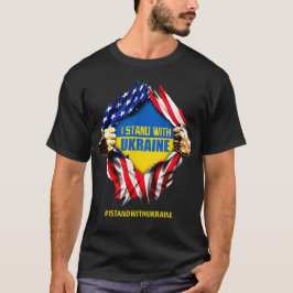 Camiseta Apoie a Ucrânia Eu Estou Com a Bandeira da Ucrânia