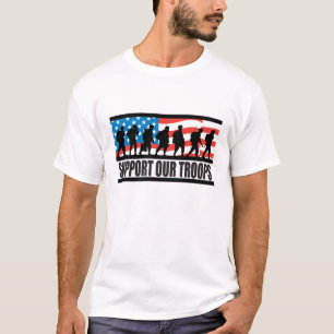 Camiseta Apoie nosso t-shirt dos homens das tropas