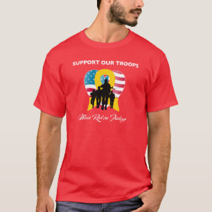 Camiseta Apoie nosso vermelho do desgaste das tropas em