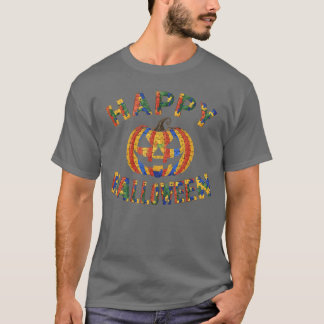 Camiseta Apoie o Halloween Assustador Autista Engraçado Tri