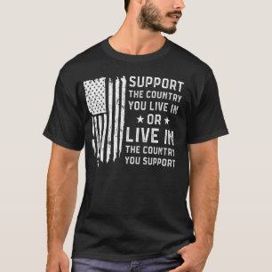 Camiseta Apoie o país que você vive na bandeira americana U