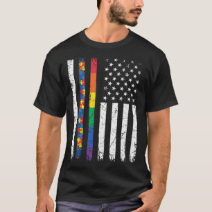 Camiseta Apoie Orgulho Arco-íris Conscientização do Autismo